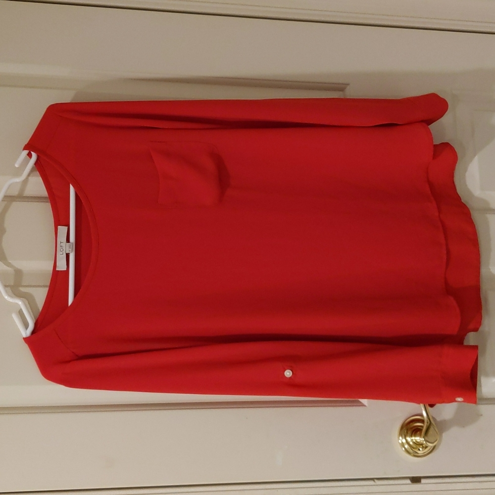 Loft, lightweight red long sleeve top, size M